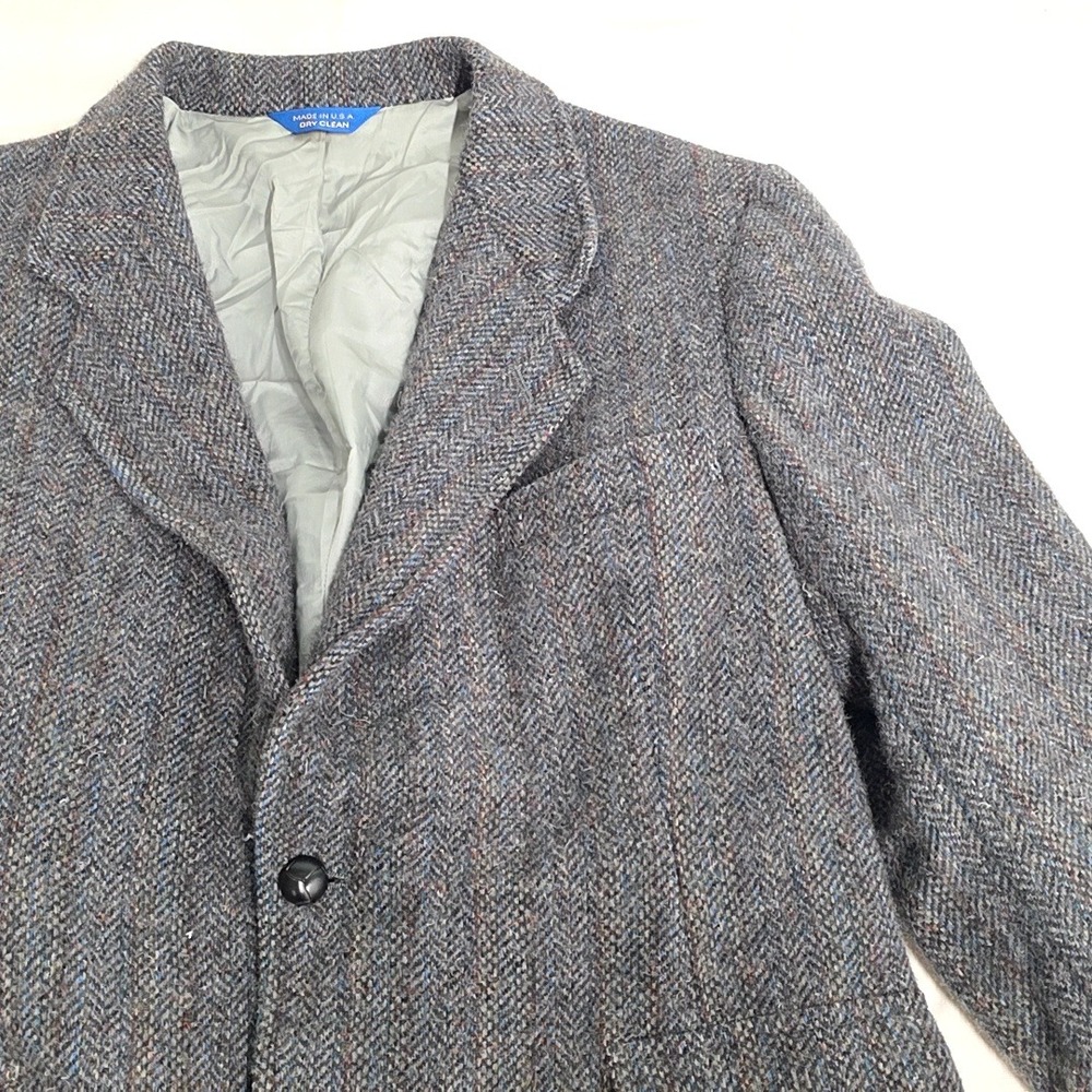 Pendleton Sport Coat Mens 42 Grey Wool Herringbone Elbow Patch Blazer USA Made